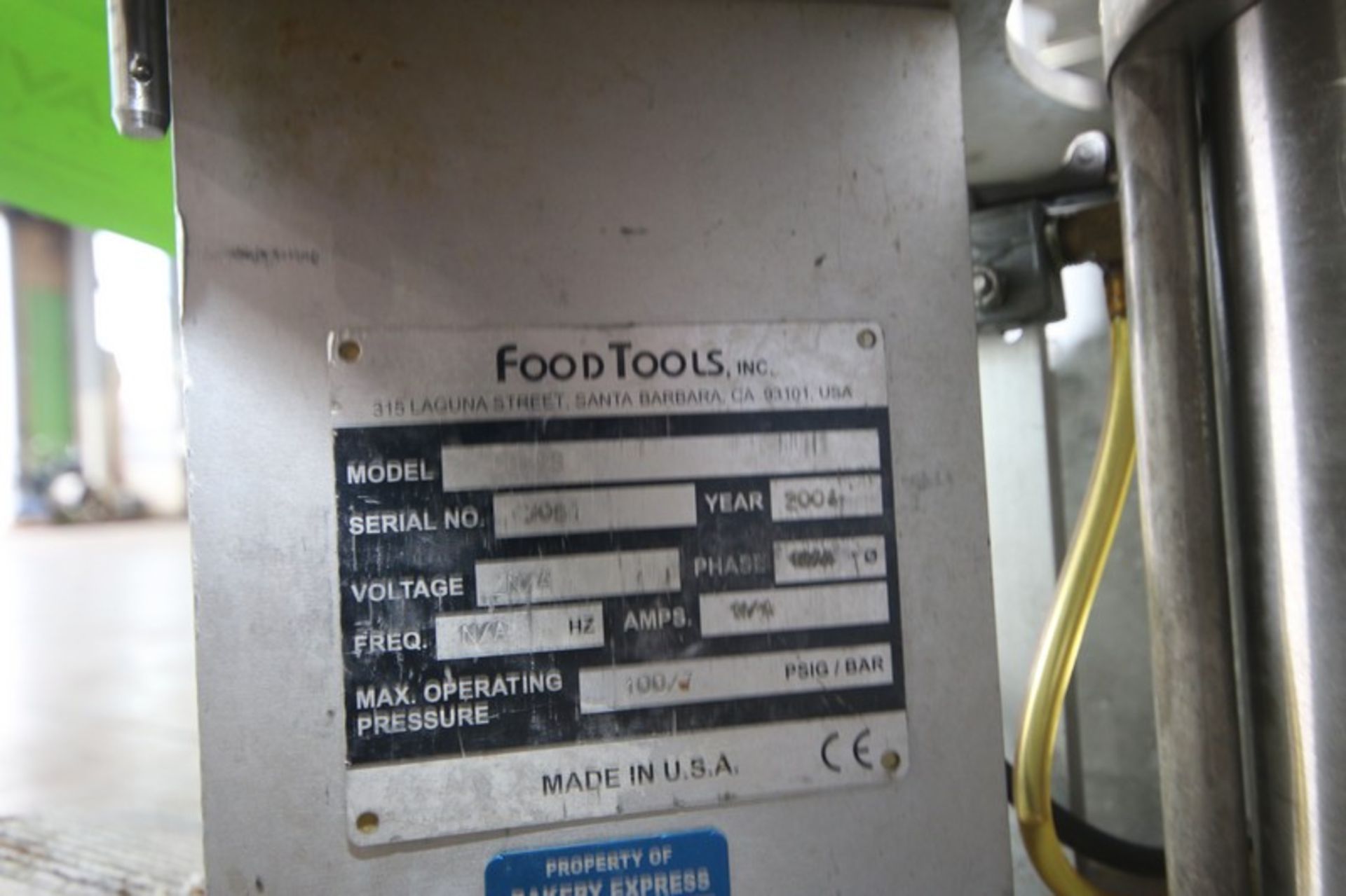 FoodTools S/S Frozen Cake Depanner, M/N CD-9B, S/N 3061, Max. Operating Pressure 100 PSIG, with Foot - Image 8 of 8