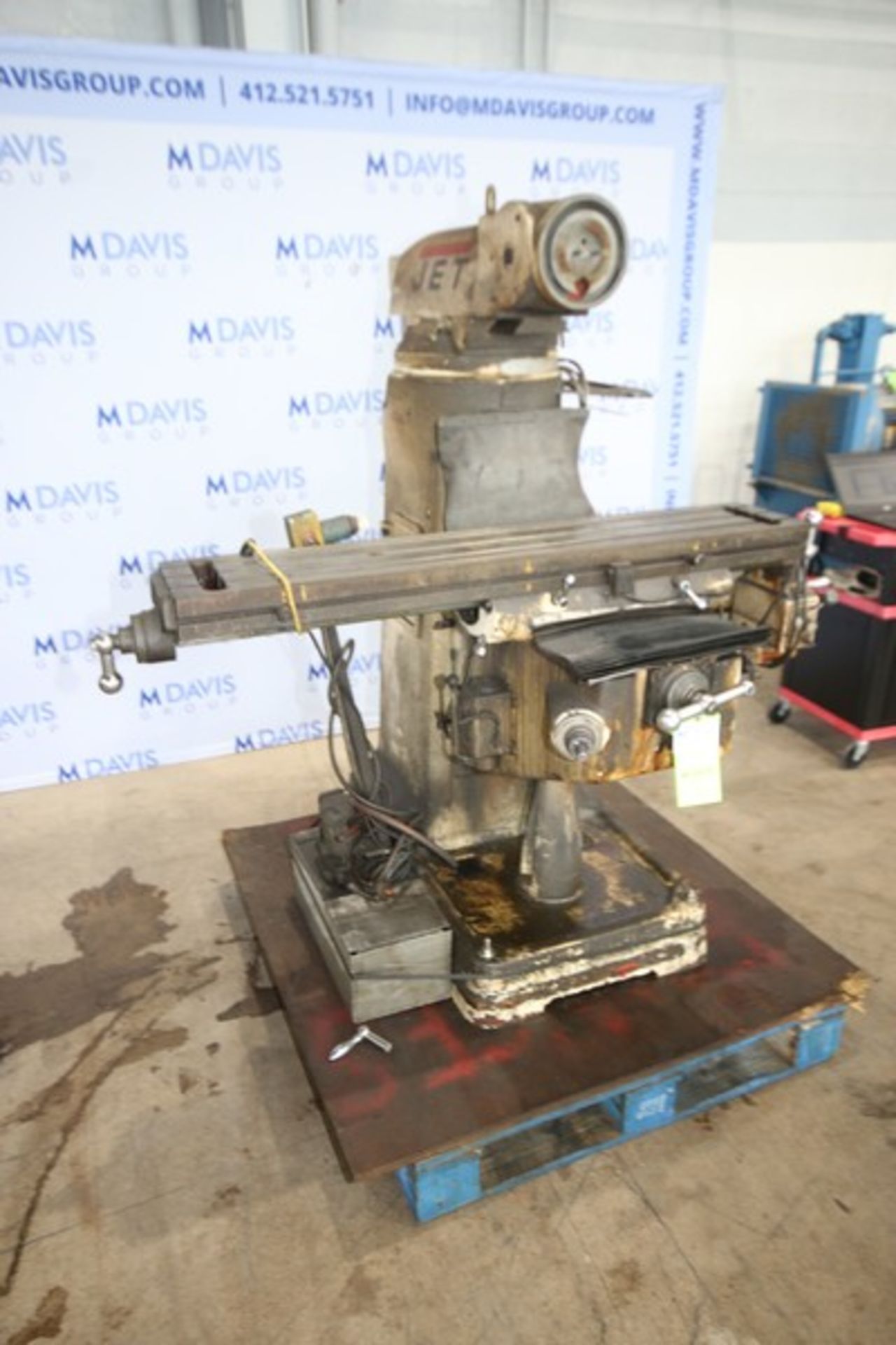 JET Turret Milling Machine, M/N JTM-4VS, S/N 8011144, with Aprox. 49" L x 9" W Material Table (NOTE: - Image 2 of 6