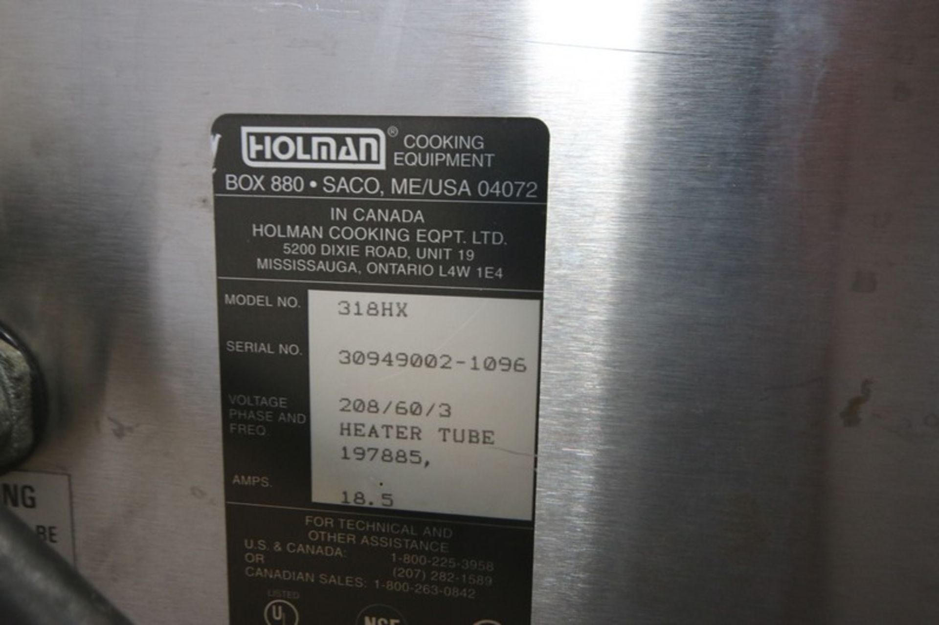 Holman S/S Flo-Thru Oven, M/N 318HX, S/N 30949002-1096, with Aprox. 18" W Mesh Conveyor, 208 - Image 7 of 7