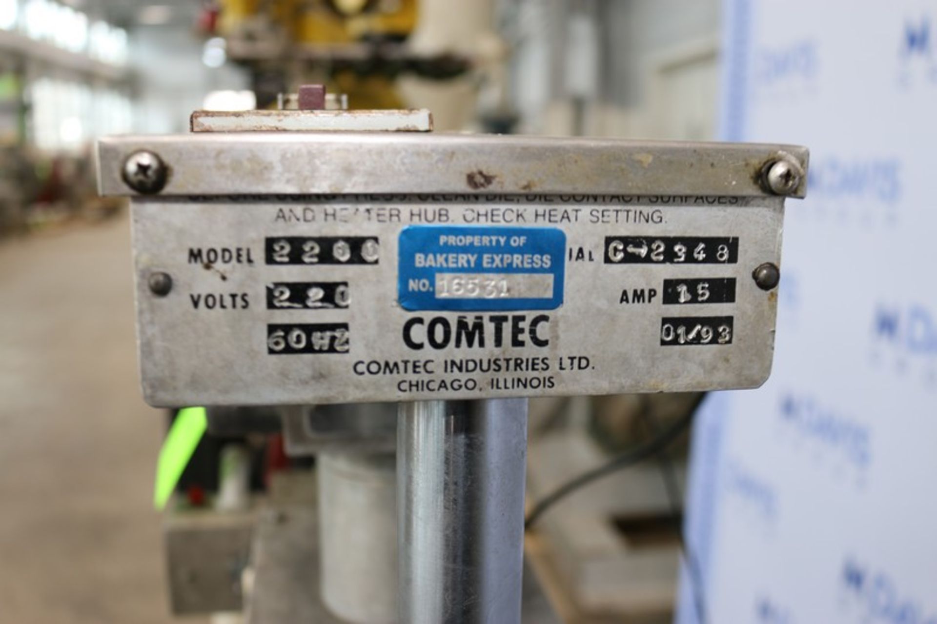 Comtec Pie & Tart Press, M/N 2200, S/N C-2348, 220 Volts, 1 Phase, Mounted on S/S Portable Frame ( - Image 4 of 6