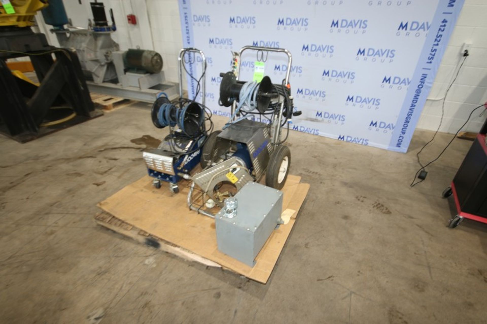 Pallet of Assorted Goodway Pressure Washers, Mounted on Portable Frames, with (1) Gasoline Reservoir