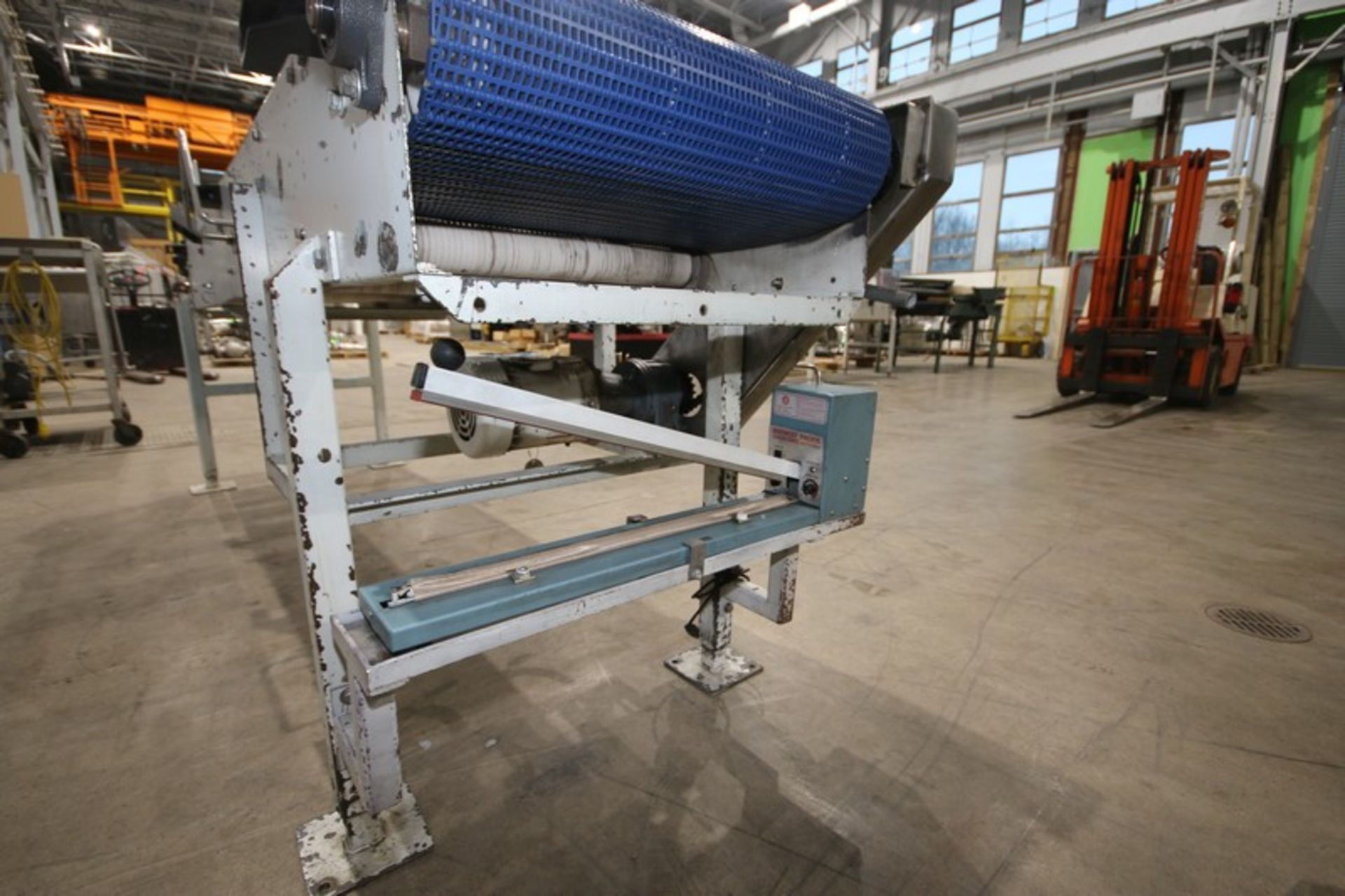 Straight Section of Conveyor, with Aprox. 24" W Blue Interlock Belt, Overall Length of Belt: - Bild 7 aus 9