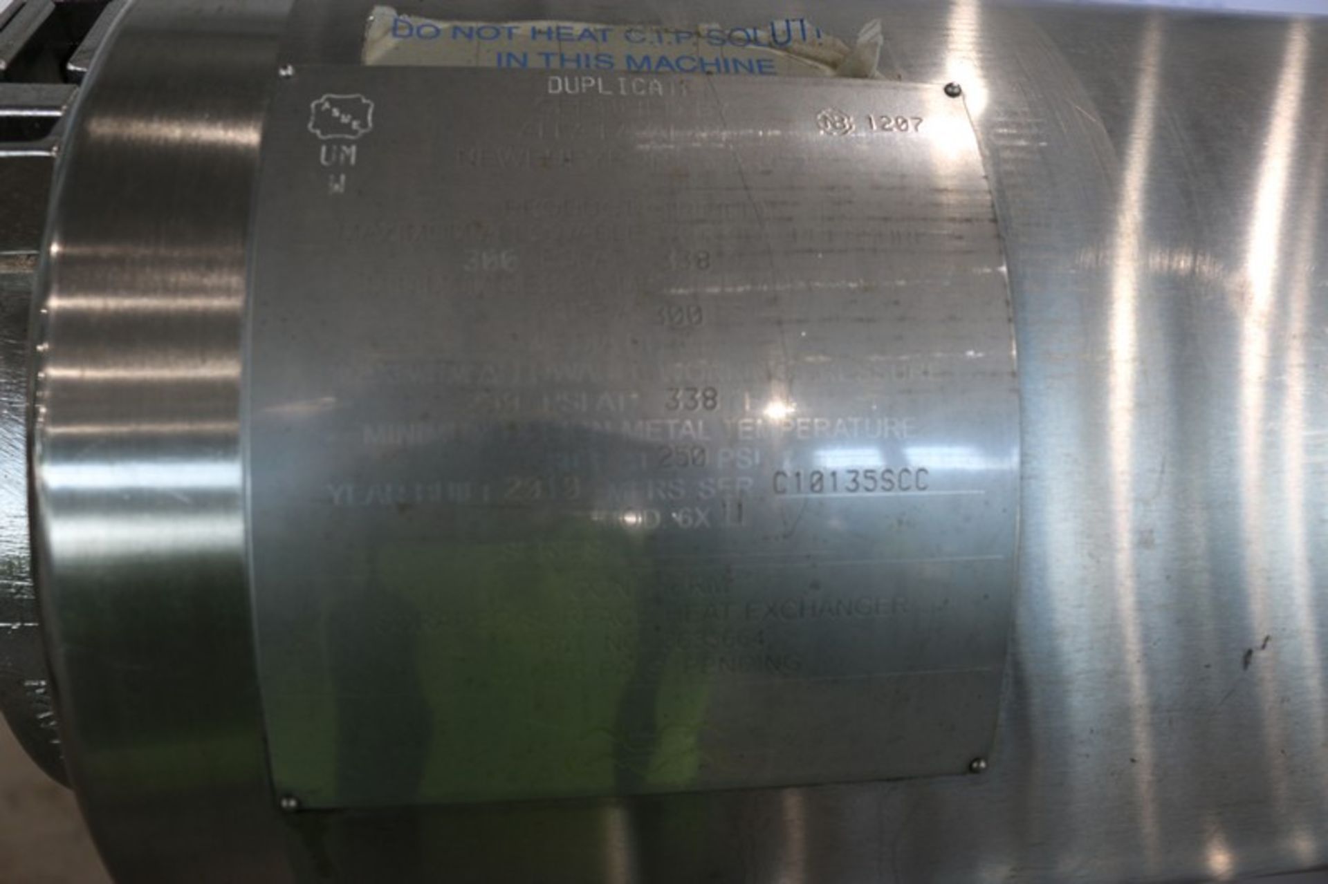 2010 Alfa-Laval Contherm 2-Barrel S/S Scrape Surface Heat Exchanger, M/N 6x11, MAWP 300 PSI @ 338 F, - Image 10 of 12