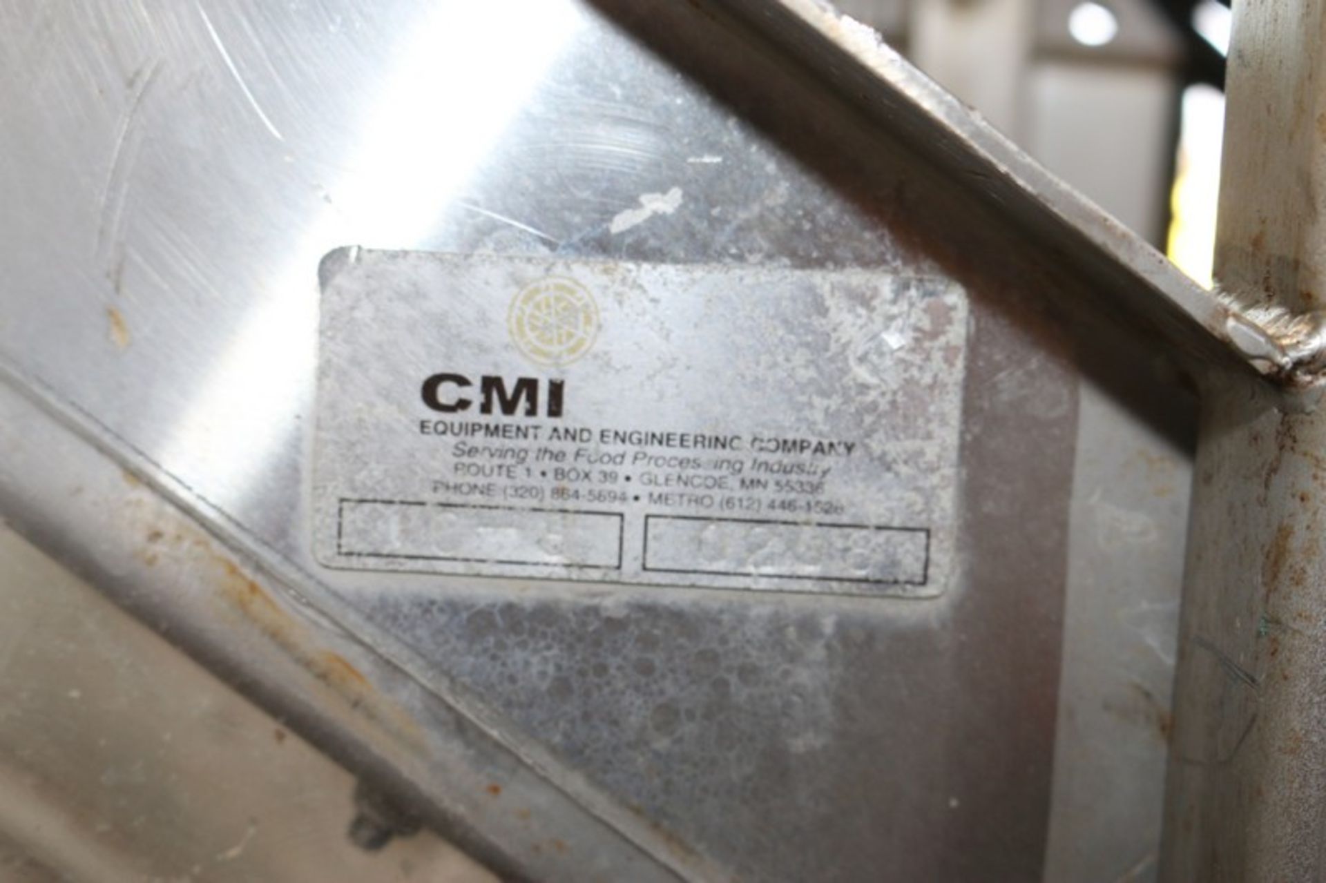 CMI S/S Incline Conveyor,M/N 1C-5, S/N 0208, Height of Belt to Ground: Aprox. 70" H, Spacing of - Image 9 of 9