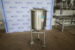 2013 DCI Inc. 50 Gal. S/S Single Wall Tank, S/N JS5968C, with S/S Cone Bottom, Mounted on S/S Legs &