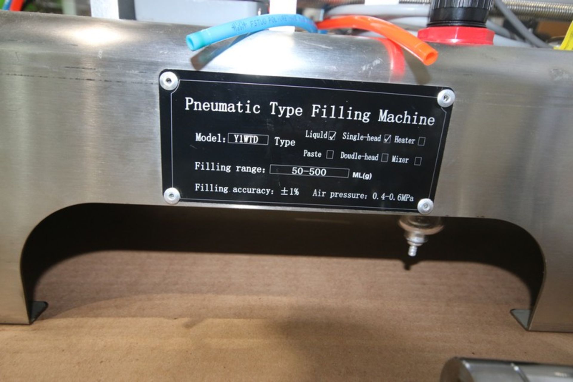 (2) NEW Pneumatic Type Benchtop Single Head Filling Machine, M/N V1WTD, Filling Range 50-500 ML (g), - Bild 7 aus 8