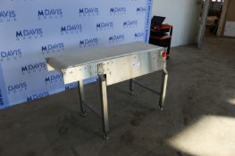 Straight Section of S/S Conveyor,with White Interlock Belt, Aprox. 55" L x 18" H Belt, Mounted on