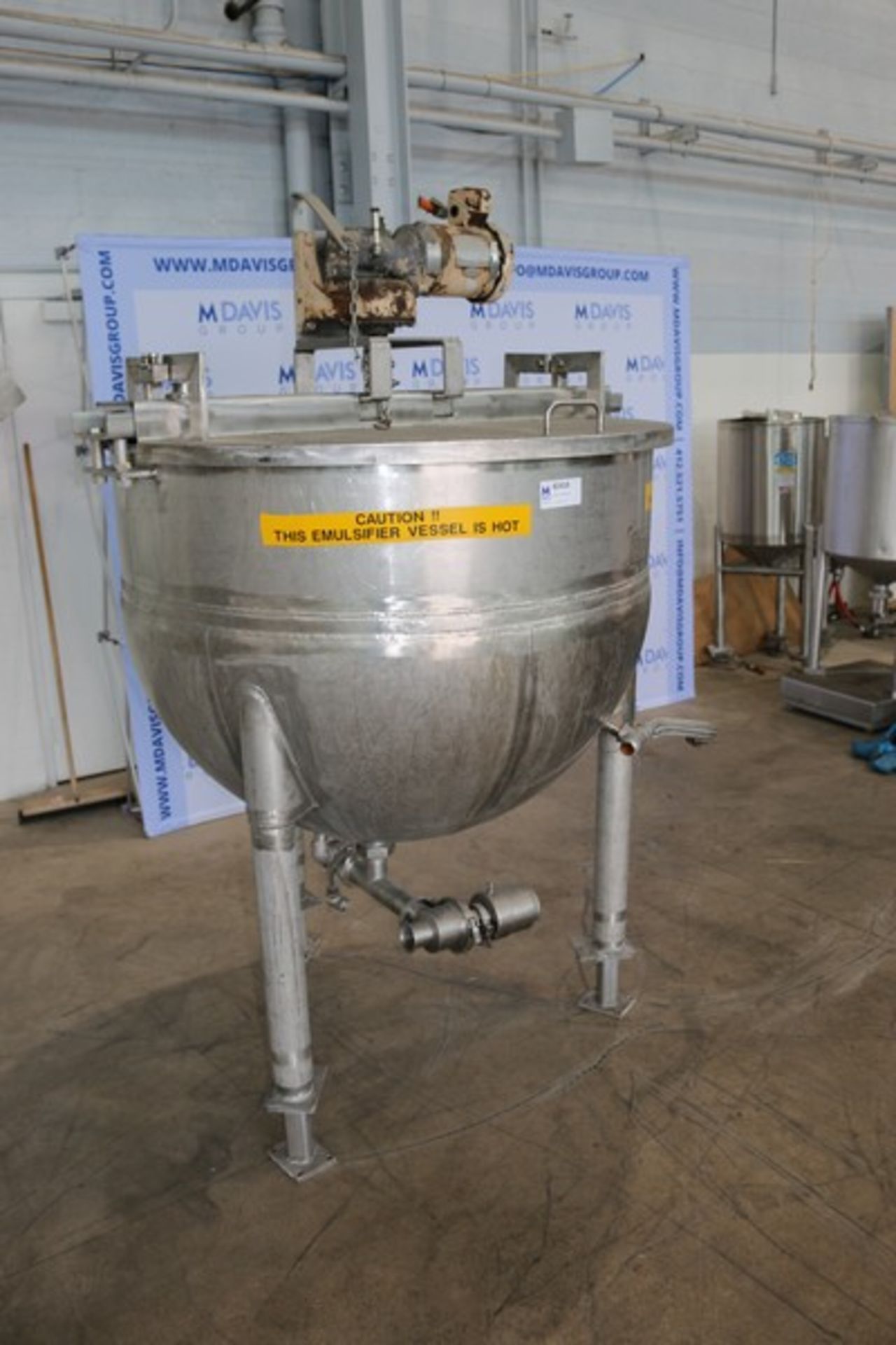 Lee 300 Gal. S/S Kettle,M/N 300A55, S/N A2752A2, Internal Jacket 100 PSI @ 350 F, 150 PSI, with 2 hp - Image 7 of 13