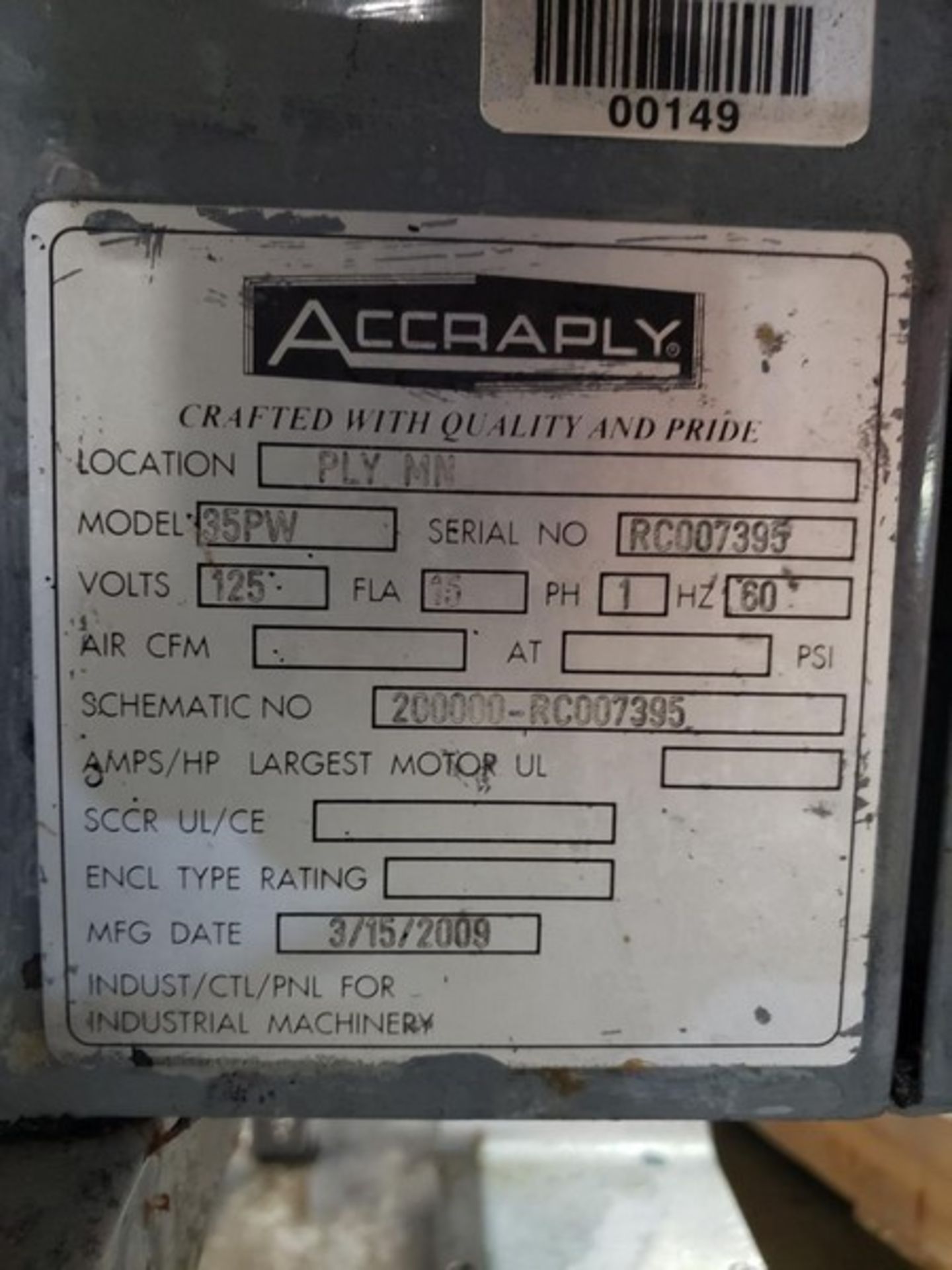 Accuply Front and Back Labeler, Currently Set- Up for only one side but can be converted back to - Image 2 of 4