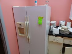 All Kitchen contents: HotPoint Double Door Refrigerator, white, 2 side-by-side doors, with ice maker