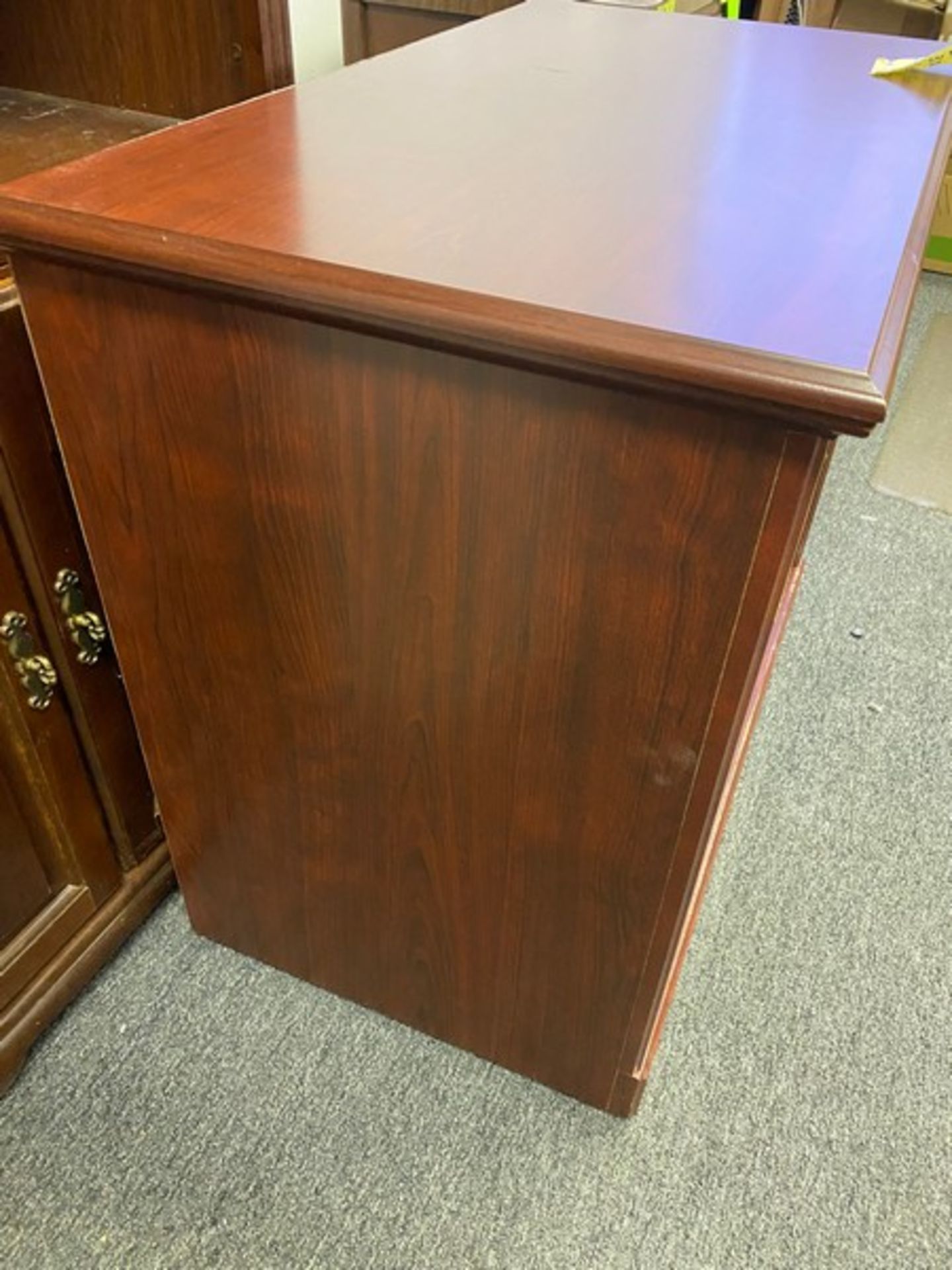 2 Wood Finish computer / printer stands on wheels 35"Wx20"Dx30"H (Elevator Handling Fee $20) ( - Image 2 of 12