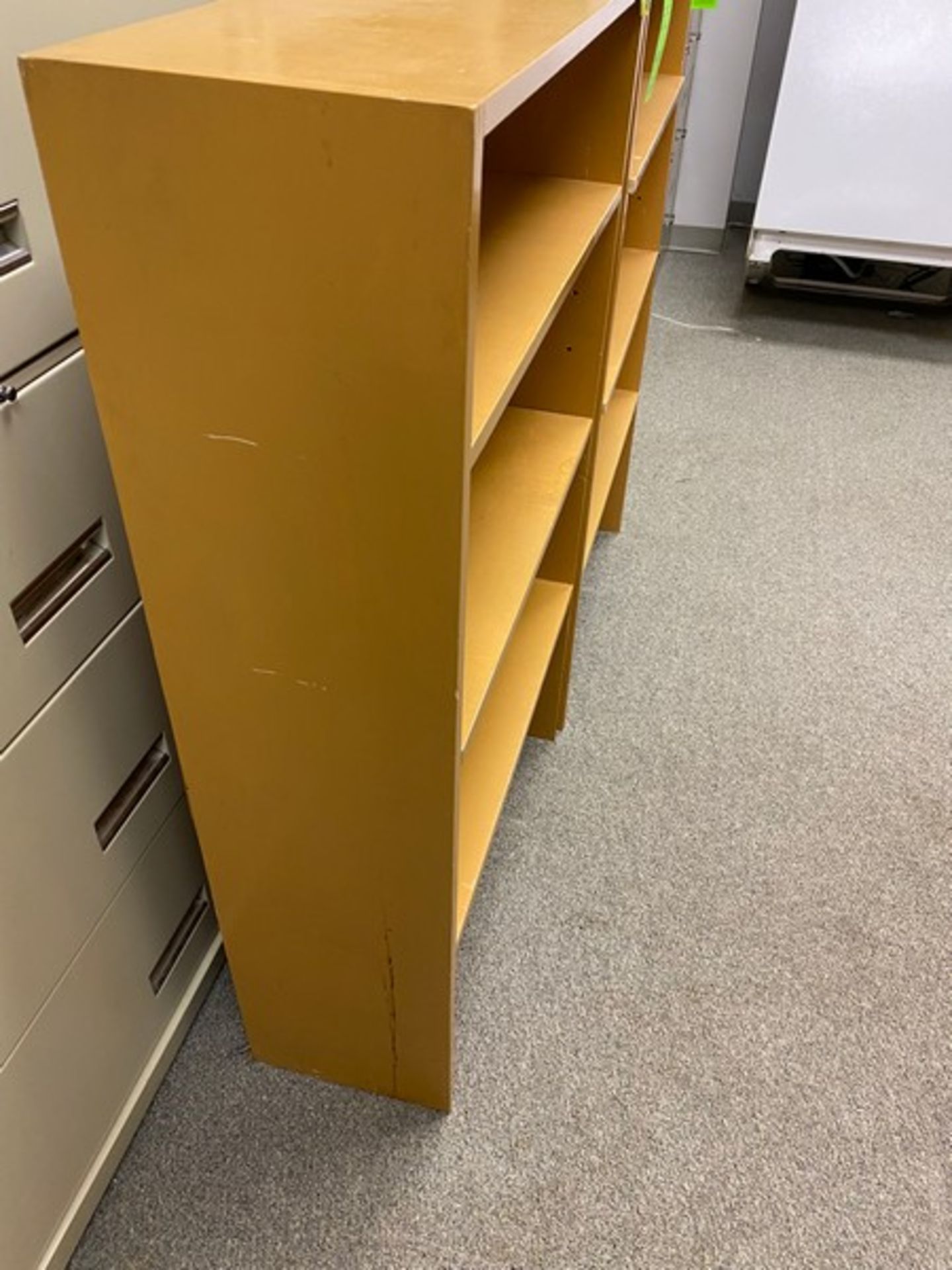 2 matching, painted wooden shelves. 29.5"Wx11.5"Dx48"H (Elevator Handling Fee $20) (Located New - Image 5 of 9