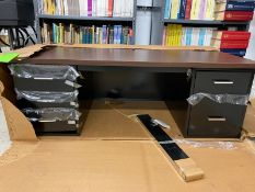 3 (three) Hon New Desks in Boxes Model #31-161 / Black metal with formica top double pedestal