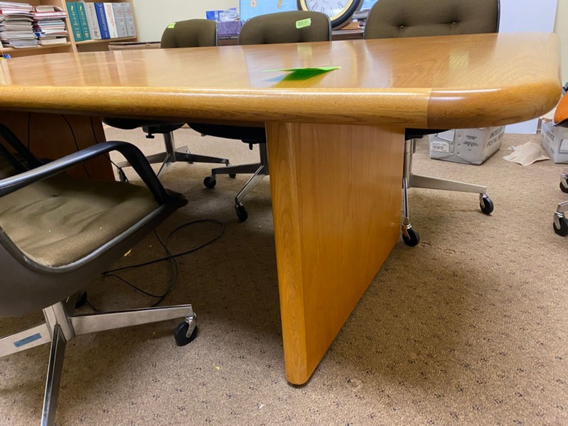 Solid Wood Conference Table. Solid oak edges and oak top. Extremely sturdy piece of furniture. See - Image 4 of 14