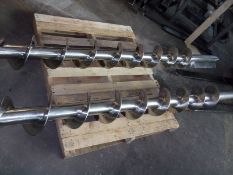 (3) 9" Dia. S/S Screw Augers x 115" Overall, Screw Part is 84" L, 3-1/2" Dia. Shaft, 9" Between