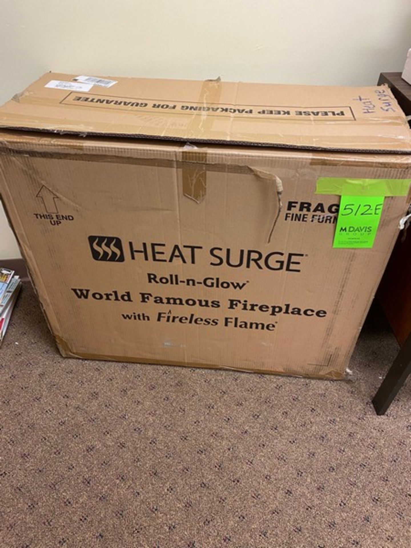 New In Box Heat Surge Decorative Fireplace Heater. Roll-n-Glow Fireplace/Heater / Dark Oak / - Image 5 of 6