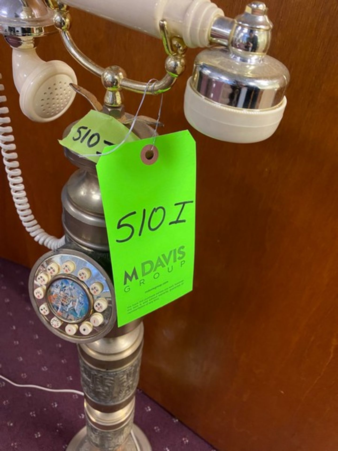 Antique phone on brass stand, approx 36" H (Located New Brunswick, NJ) - Image 2 of 5