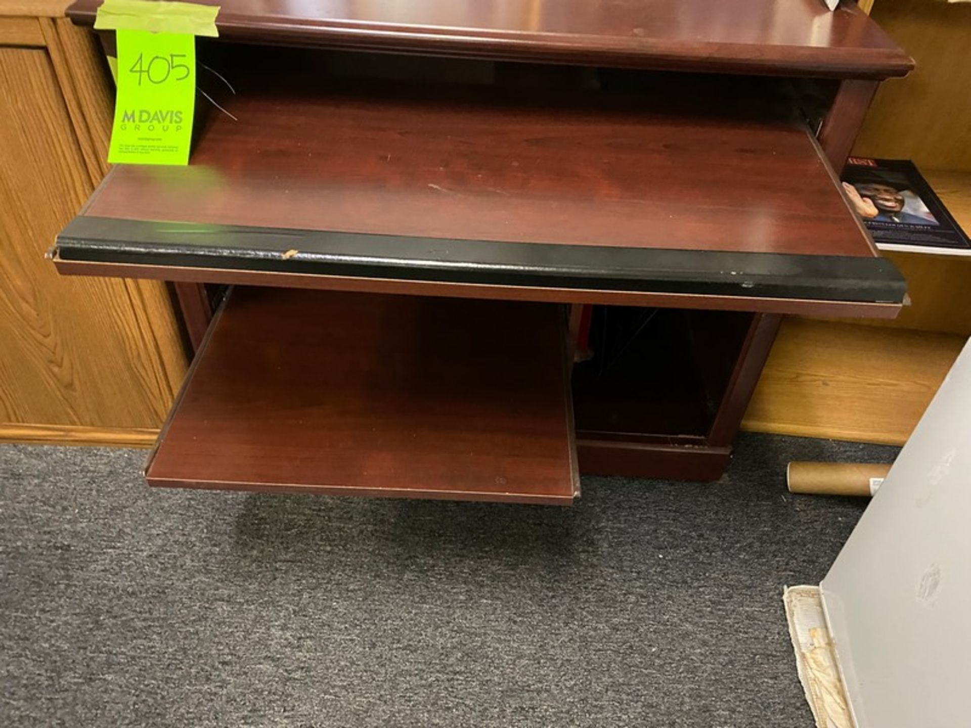 2 Wood Finish computer / printer stands on wheels 35"Wx20"Dx30"H (Elevator Handling Fee $20) ( - Image 4 of 12