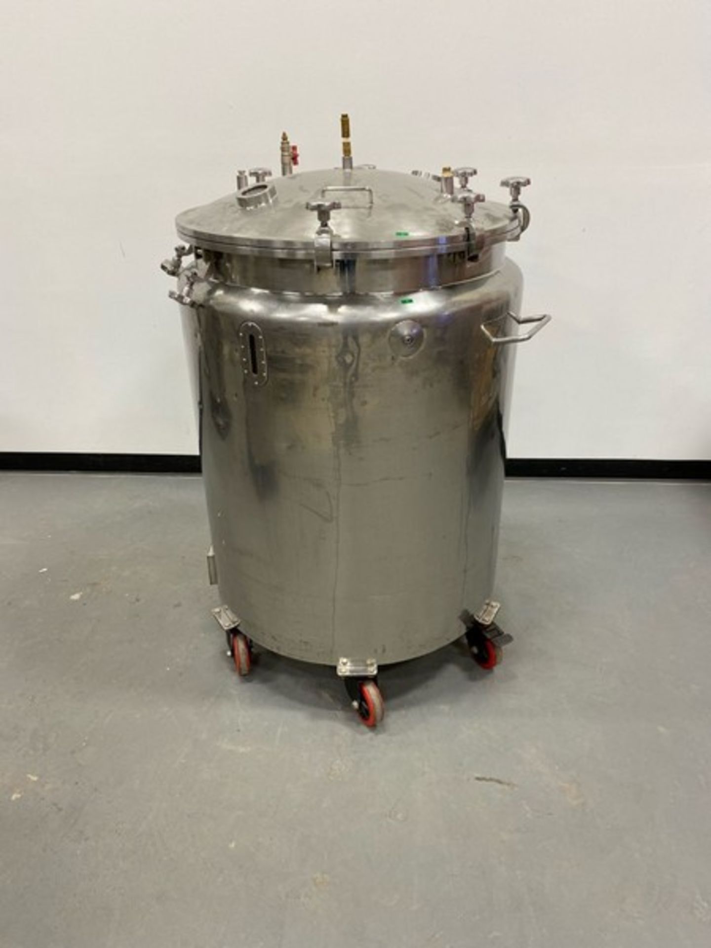 Stainless Steel Tank. 30inch diameter 32 straight wall. On wheels. As shown in photos. No Reserve (