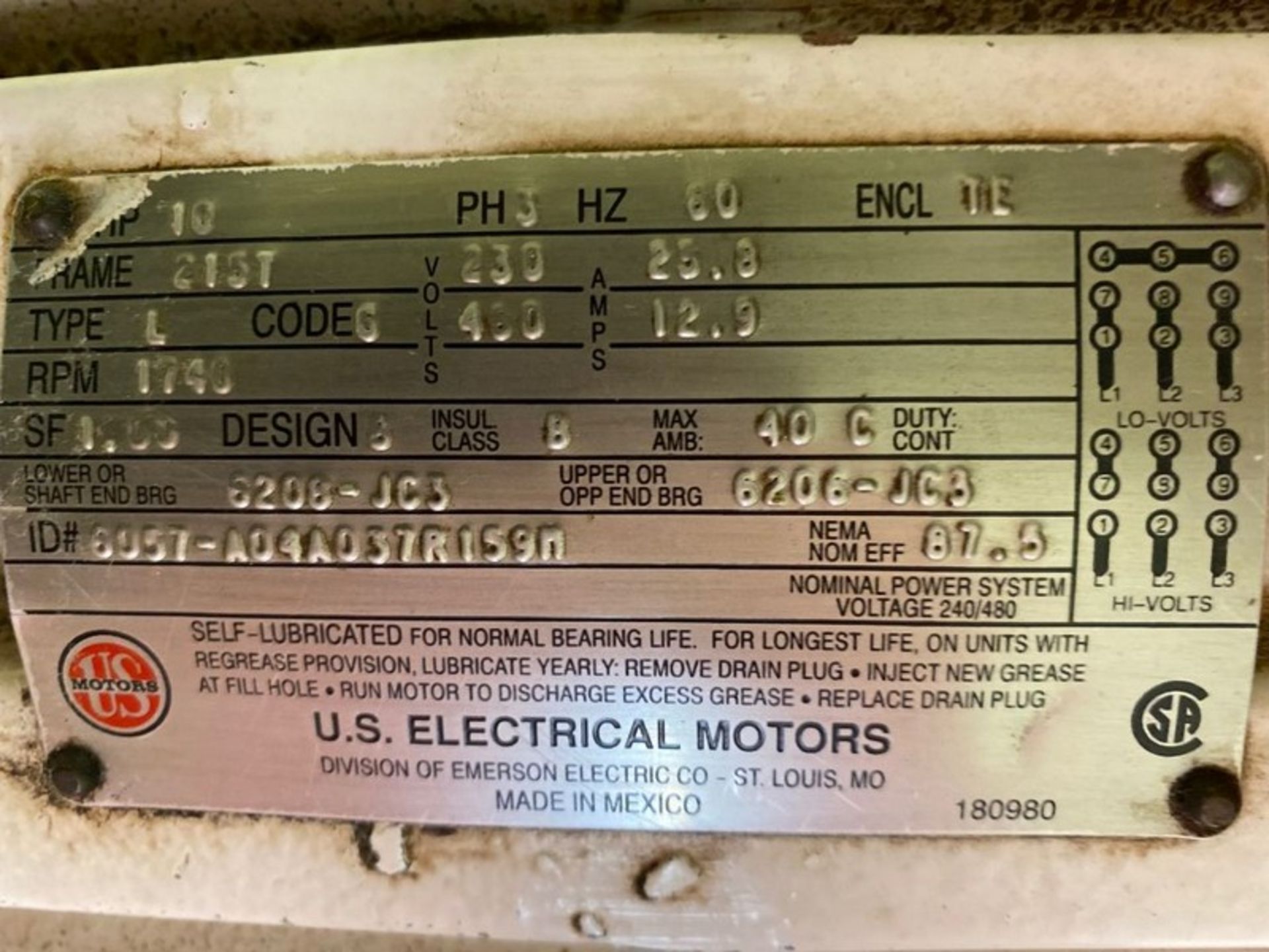 Morehouse Cowles Dissolver, Model W-4-10, S/N LA-726 -- 10 hp, 230/460 Volt, 3 Phase, 60 Hz, Motor - Image 5 of 6