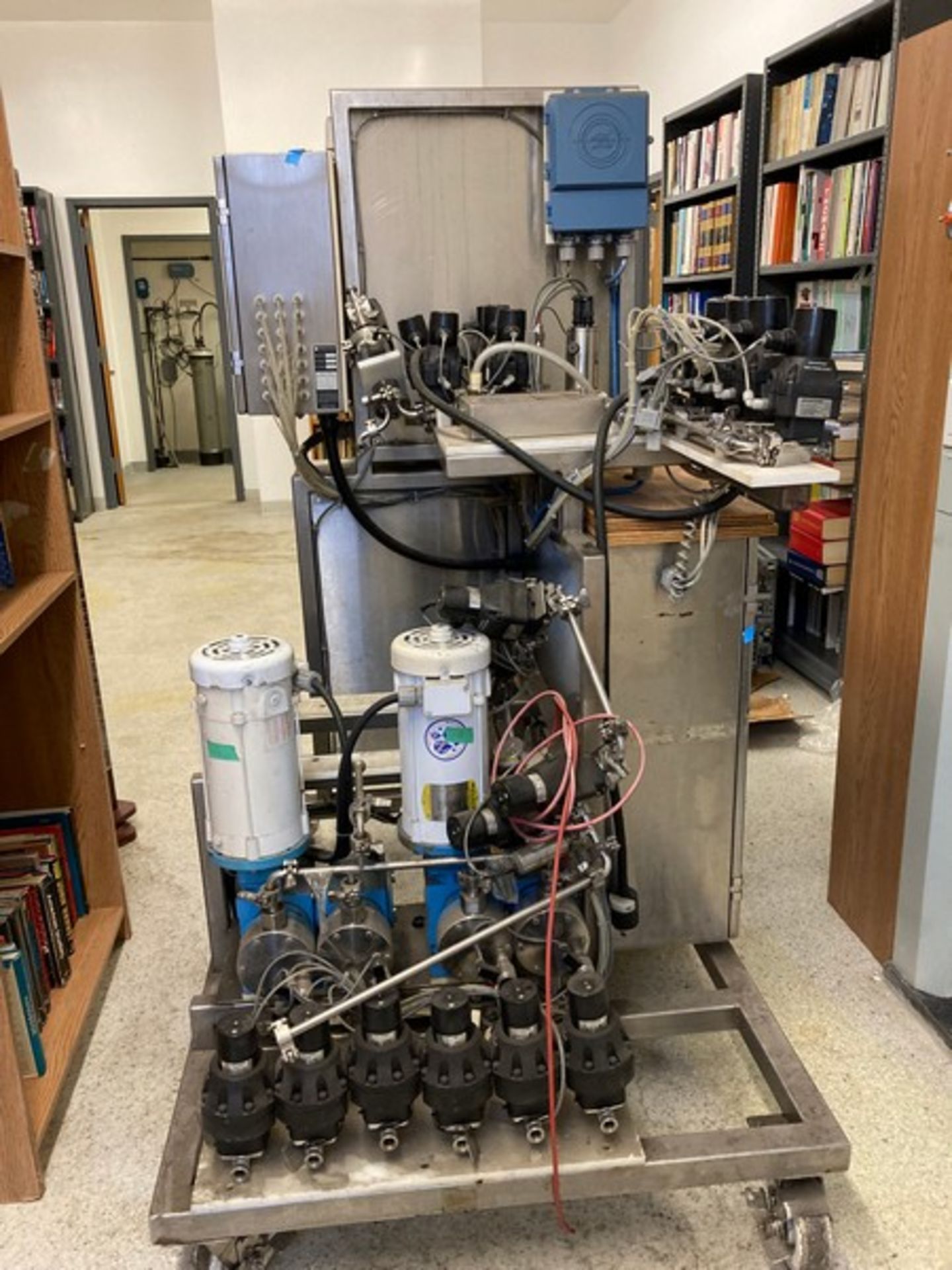 Perseptive BioSystems (MIT) Processing Skid on SS cart with castors / 2 Baldor Motors w/ Speed - Image 15 of 17