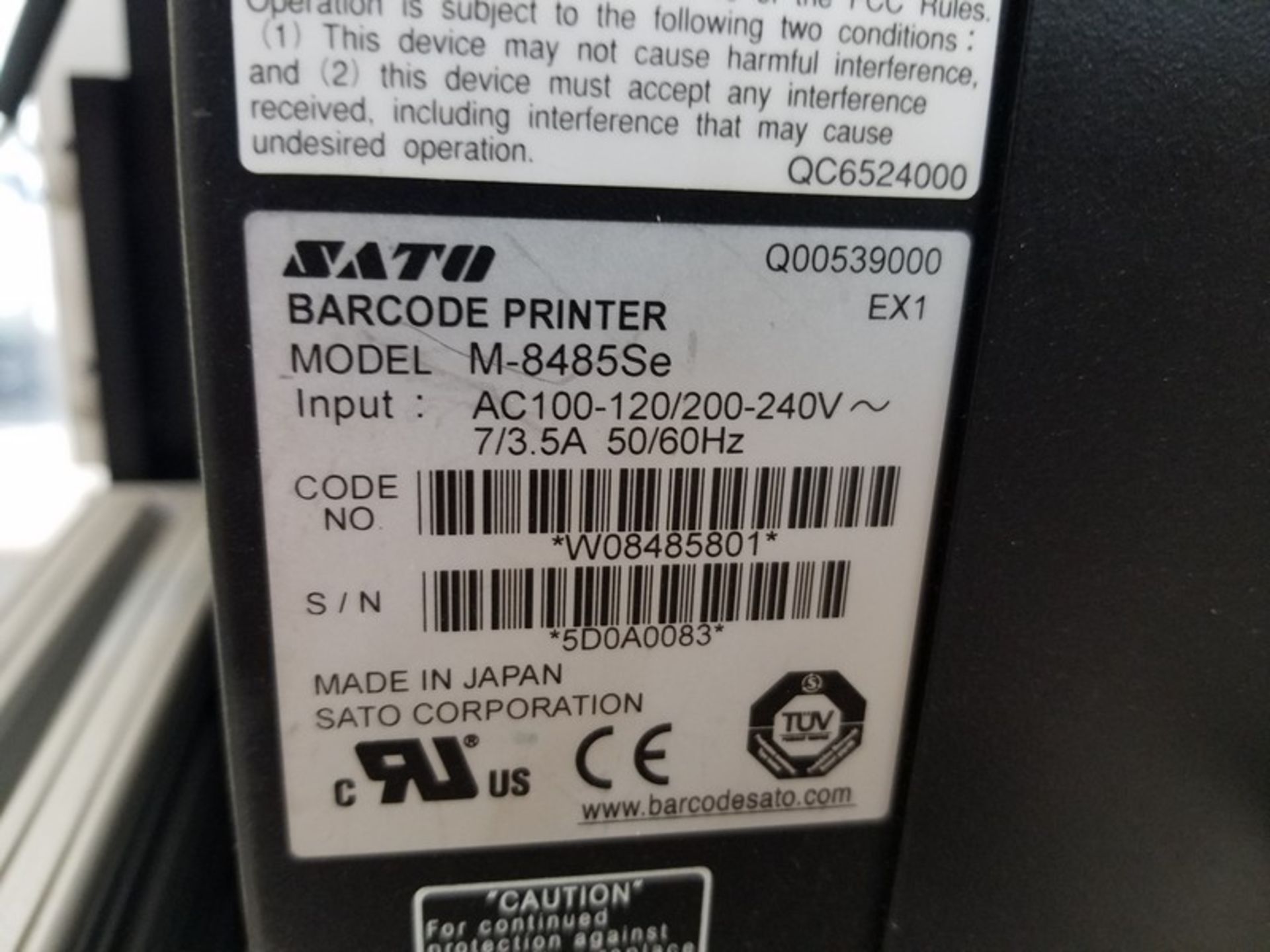 RE-PACK Series 6 Print and Apply Labeling Machine, S/N 030701-PA, Sato M-8485SE Bar Code Printer, - Image 5 of 8
