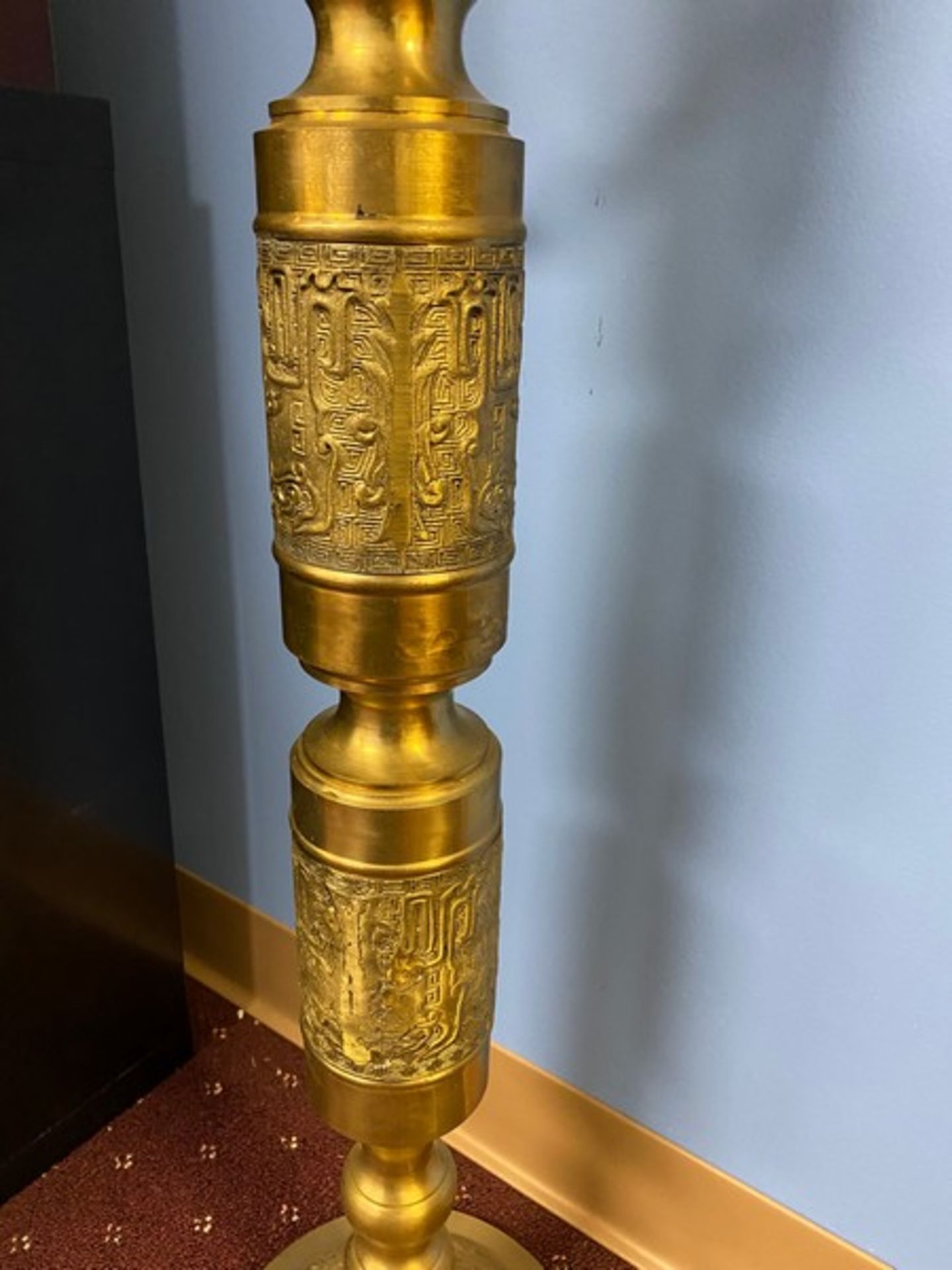 Antique phone on brass stand, approx 36" H (Located New Brunswick, NJ) - Image 4 of 5