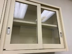 5 lab cabinets: 1 double door w 2 shelves / 1 double door w/ 2 shelves / 1 sliding door w/ 2 shelves
