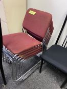 9 Chairs: 4 Black Table chairs and 5 Stackable Chairs (Elevator Handling Fee $20) (Located New