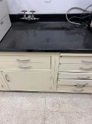 8 Lab cabinets + desk with 21'3" of black lab top / lab table & desk measure 21'3"Lx24"Dx31"H /