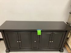 one(1) Black Wood Credenza / Entertainment Unit cabinet with powerstrip, 70"Lx19"Dx33.5"H, great