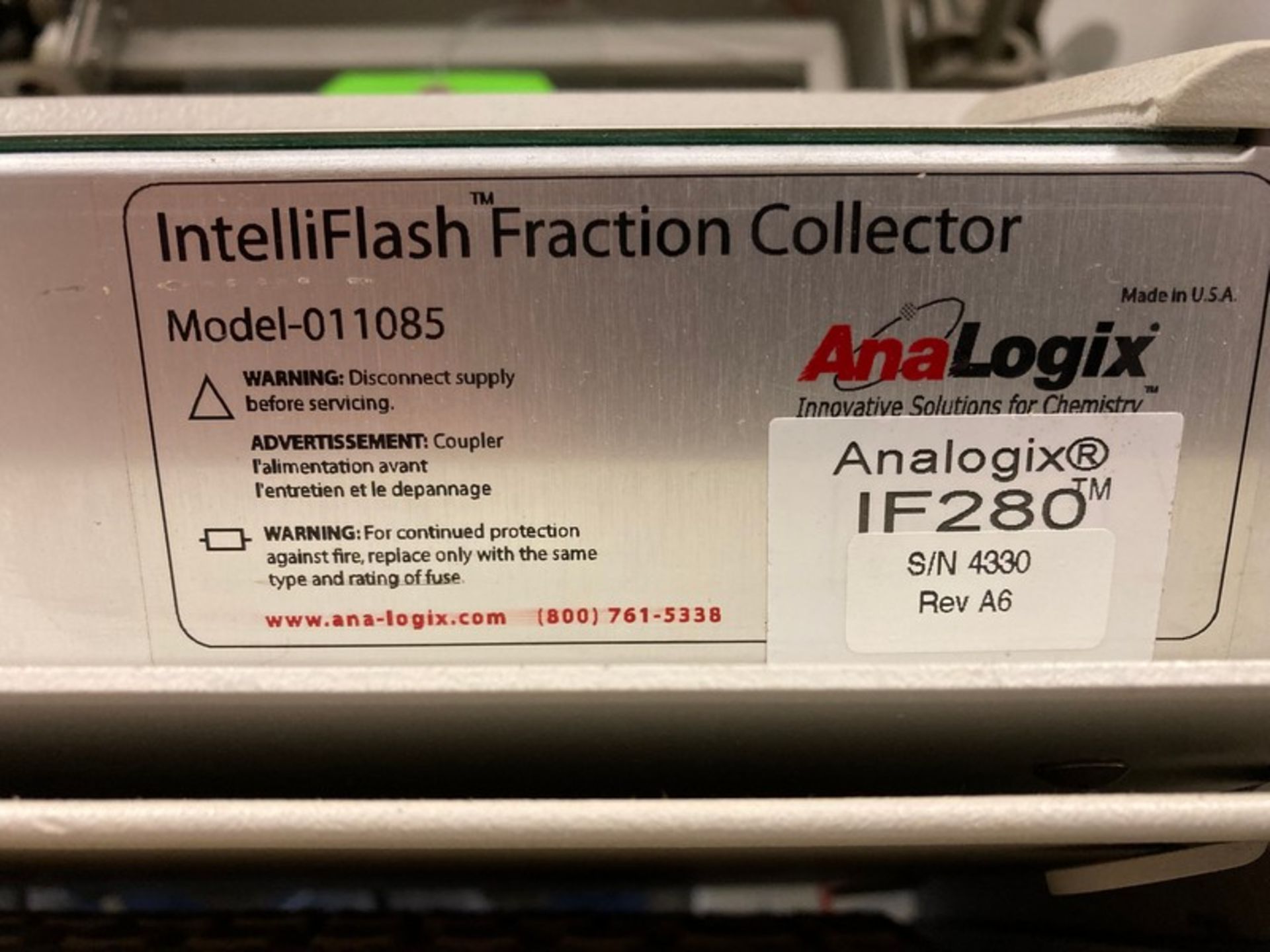 Analogix Intelli-Flash 280 Fraction Collector Chromatography Workstation, Model #011085 (elevator - Image 8 of 8