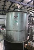 1100 Gallon (approx.) Stainless Steel Single Wall Tank-72" diameter, 72" straight side, top entering