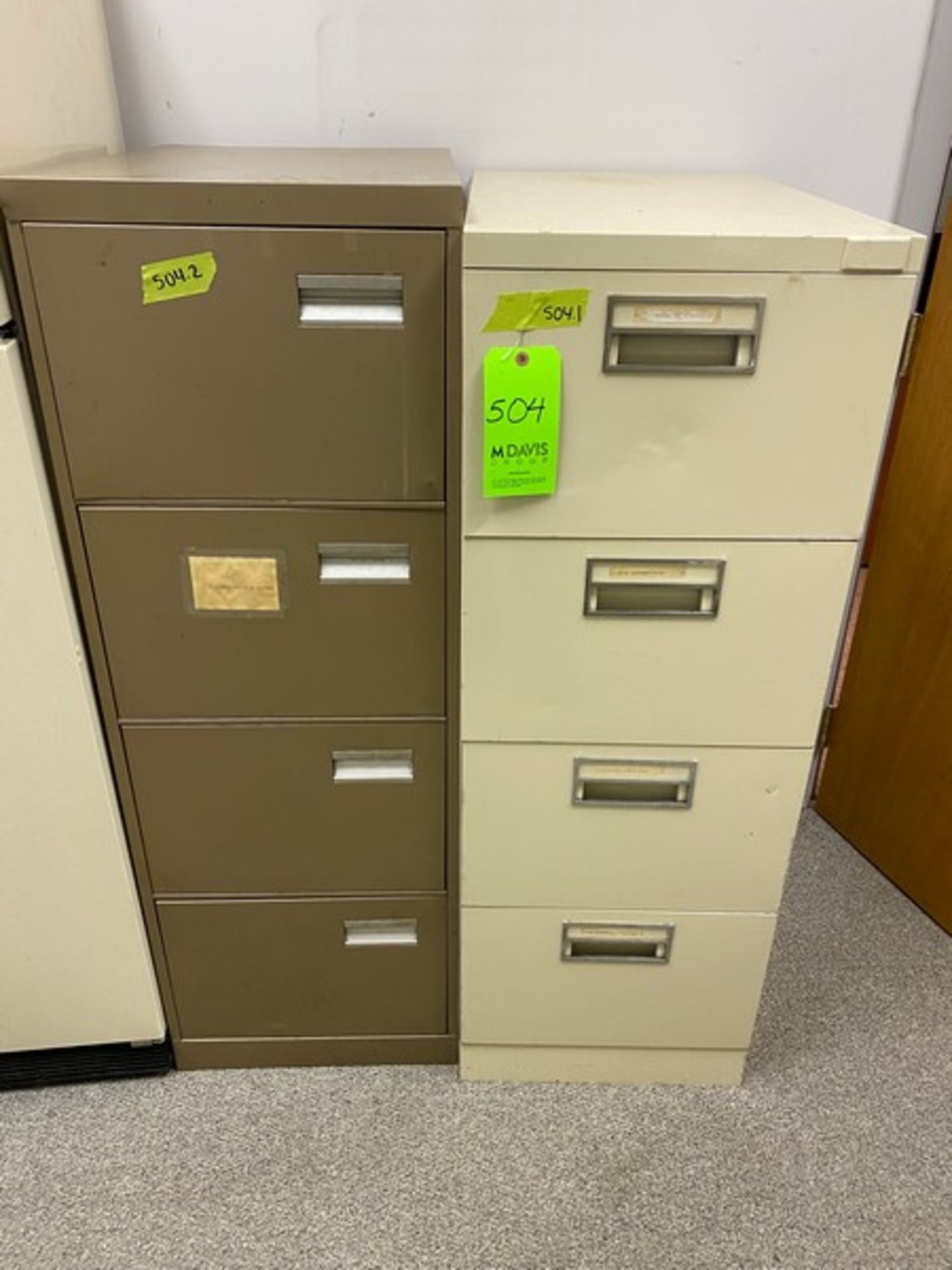 2 filing cabinets without locks. 18"Wx26"Dx52"H & 18"Wx28.5"Dx50.5"H (Elevator Handling Fee $20) (