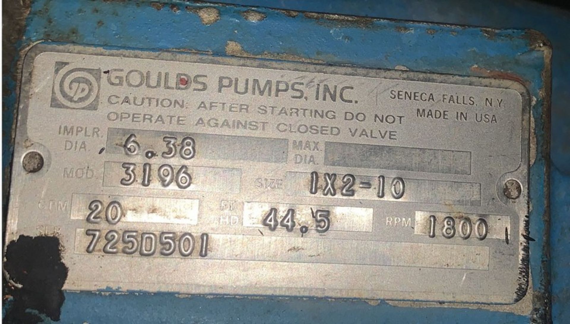 Gould Pump Stainless Steel (LOCATED IN IOWA, Free RIGGING and Loading INCLUDED WITH SALE PRICE) -- - Image 2 of 5