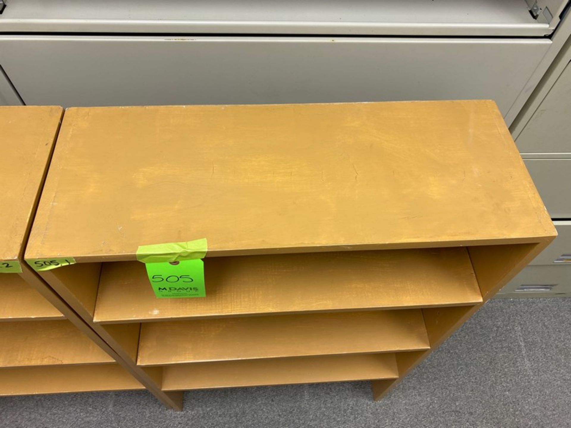 2 matching, painted wooden shelves. 29.5"Wx11.5"Dx48"H (Elevator Handling Fee $20) (Located New - Image 3 of 9