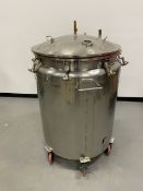 Stainless Steel Tank. 30inch diameter 32 straight wall. On wheels. As shown in photos. No Reserve (