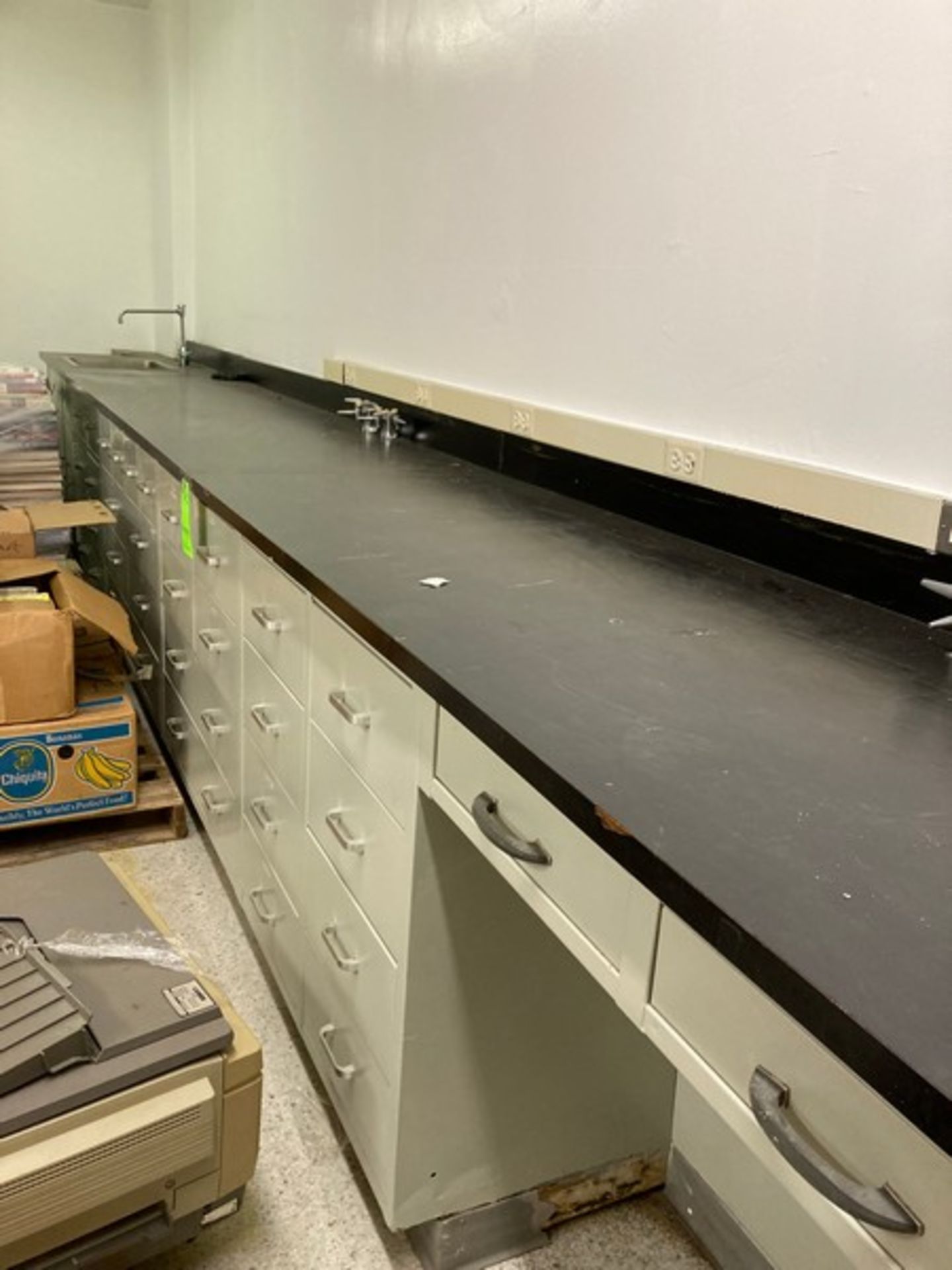 20' Lab Bench & Cabinets - w/ sink & opening for desk / formica top. (Elevator Handling Fee $80) ( - Image 2 of 4