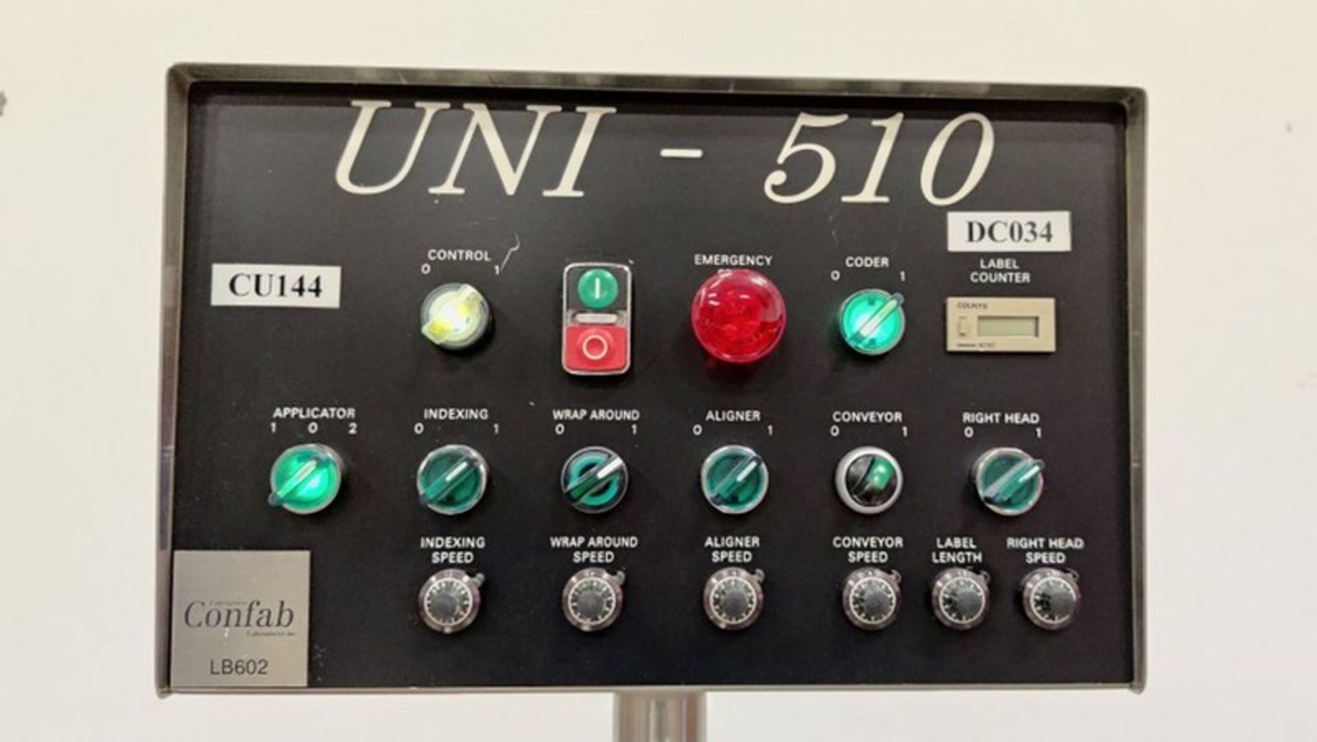 NJM CLI Wraparound Labeler, Model UNI510E-S009, S/N 63099EA.1, 120 Volts, 60 Hz, Single Phase, 90 - Image 4 of 6