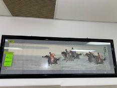 one (1) Oriental Hand-Painted Horse Artwork / picture in frame 62"Lx22"H (Hand Carry) (Located New