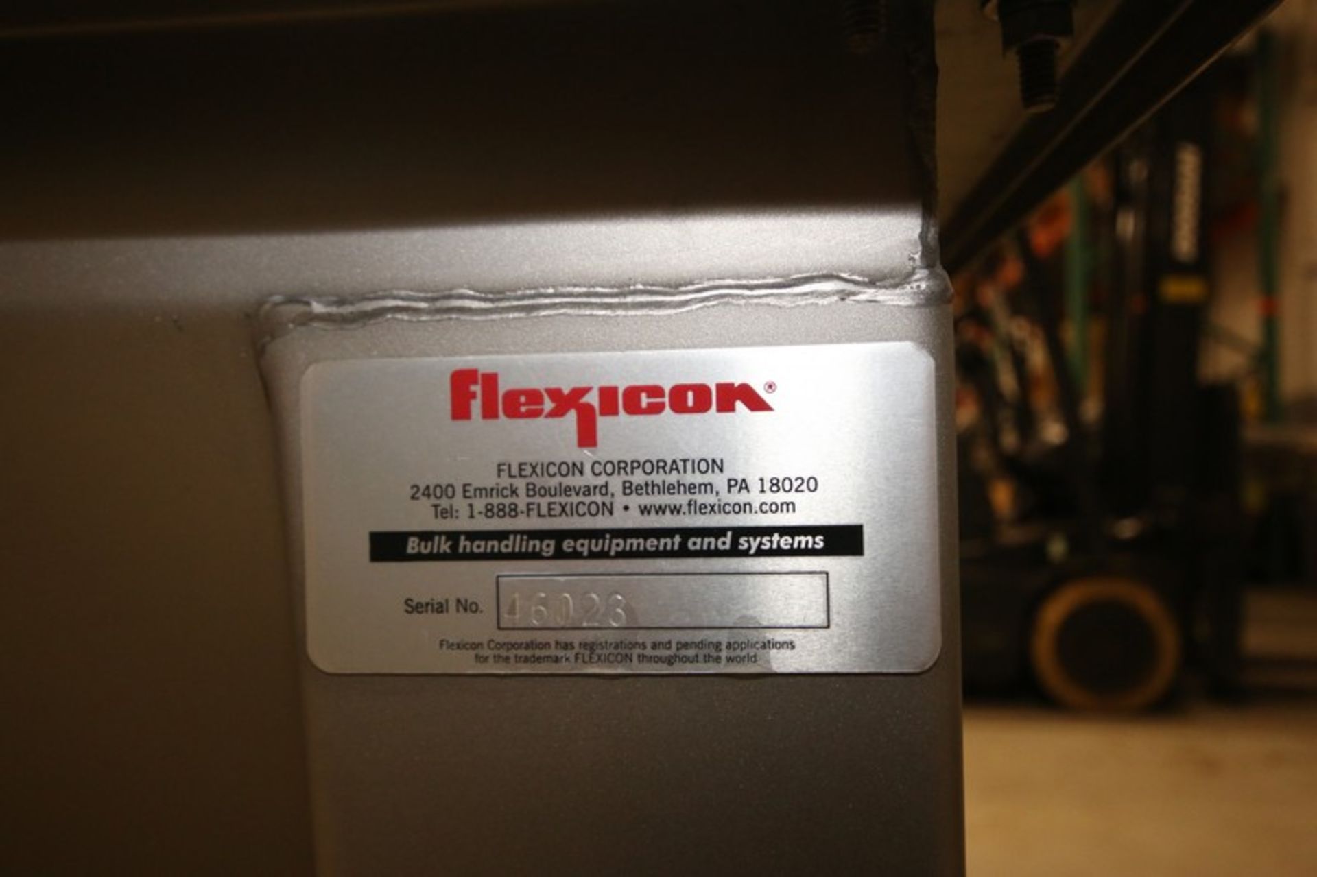 Flexicon S/S Portable Powder Dump Hopper, SN 46023, with 36" W x 36" L Interior with Hinged Lid, S/S - Image 6 of 6