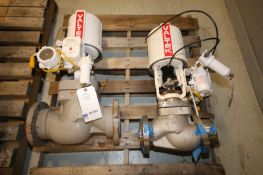 Lot of (2) Flowserve Valtek 4" & 3" Pneumatic Control Valves, (1) S/S, (1) with Logix 3200IQ Digital