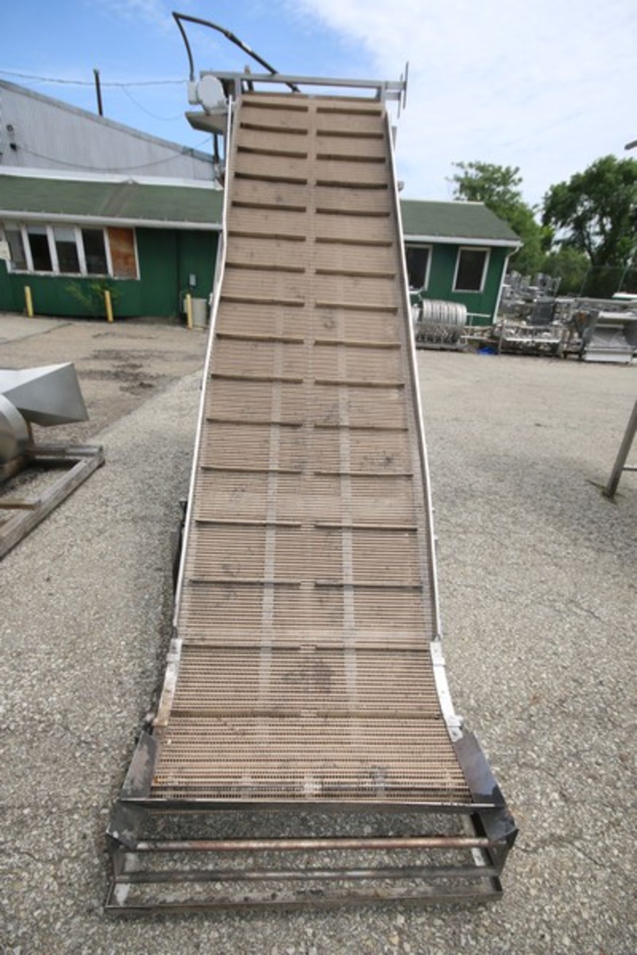Aporx. 13' L x 36" W x 104" H S/S Inclined Conveyor with Intralox Type Belt with 8.5" Divider - Image 2 of 5