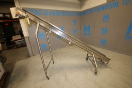 Aprox. 11' L x 82" H x 8" W Inclined S/S Portable Conveyor with Side Rails & Tope Chute, (Note: