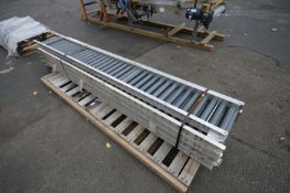 Lot of (5) 10' L Sections of S/S Skate Conveyor, (1) 12" W & (4) 18" W, Includes Leg Supports(INV#