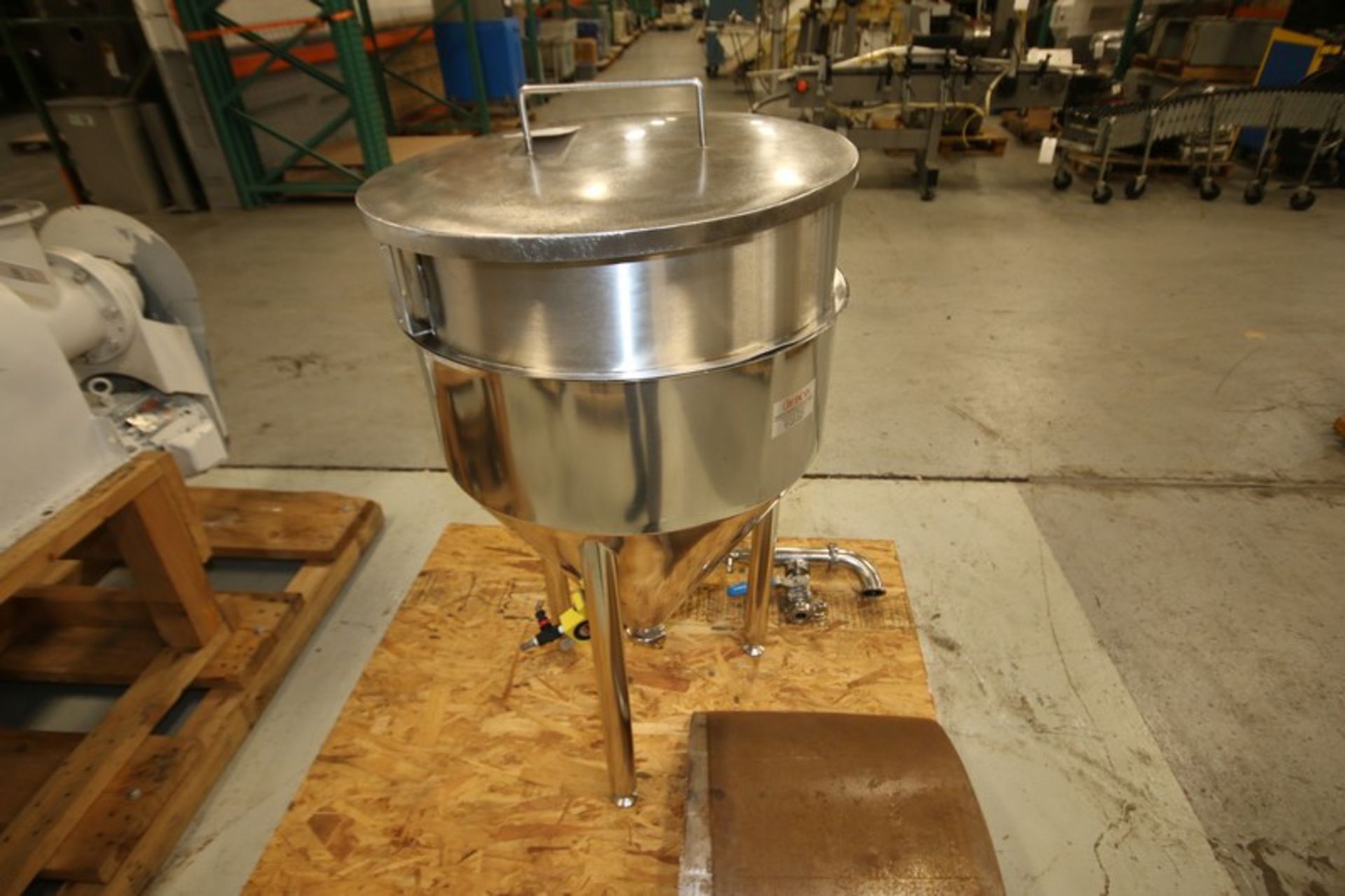 IDECO 24" W x 41" H S/S Powder Hopper, with 2" CT Bottom with Ball Valve, Screens & Lid (INV# - Image 2 of 3