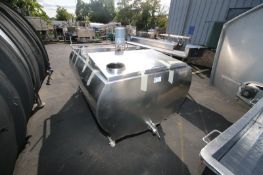 Approximately 300 gallon capacity S/S freon jacketed storage tank, center bridge with (2) lift up