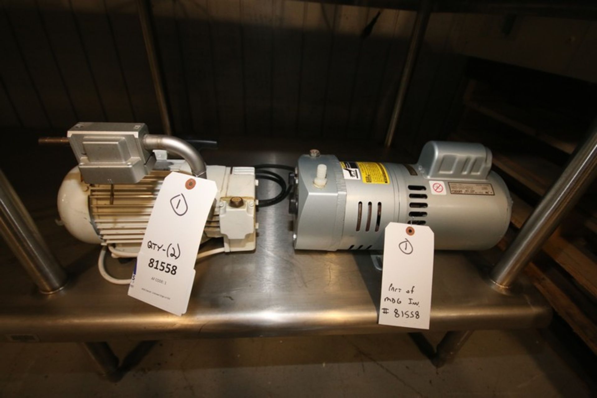 Lot of (2) Small Vacuum Pumps, (1) Busch Type RB 0004 B IFS, (1) Gast Model 0823101Q G71X (INV#
