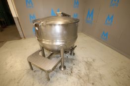 2012 Groen 150 Gallon S/S Jacketed Kettle, Model 150D, SN 75696-1-1, with Hinged Lid, 2" Threaded