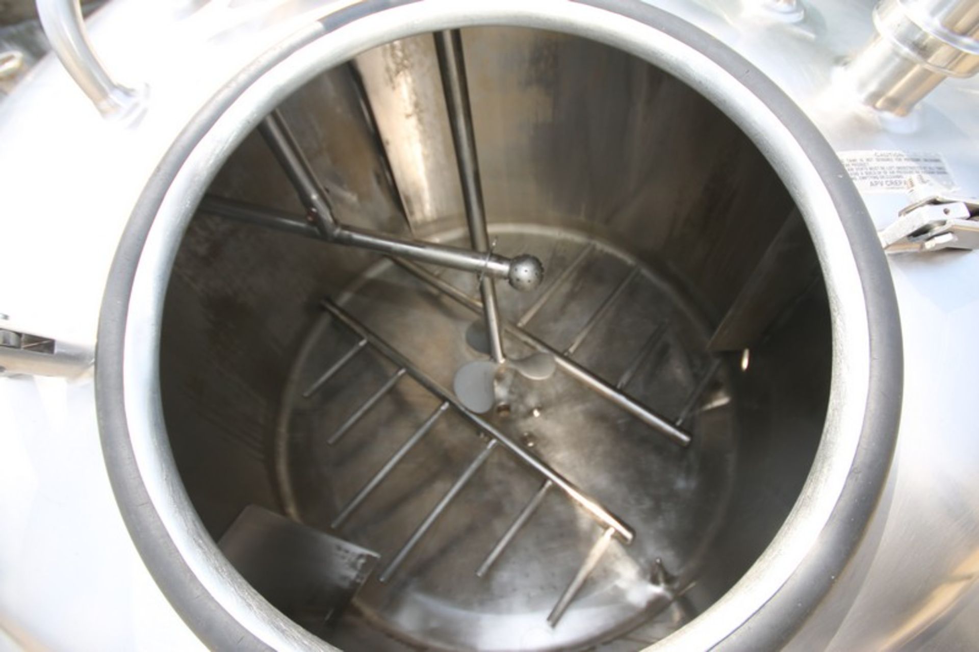 APV Crepaco Aprox. 500 Gallon Dome Top S/S Jacketed Tank, SN E-2953, 3 Prop Agitator Shaft, (Note: - Image 2 of 9